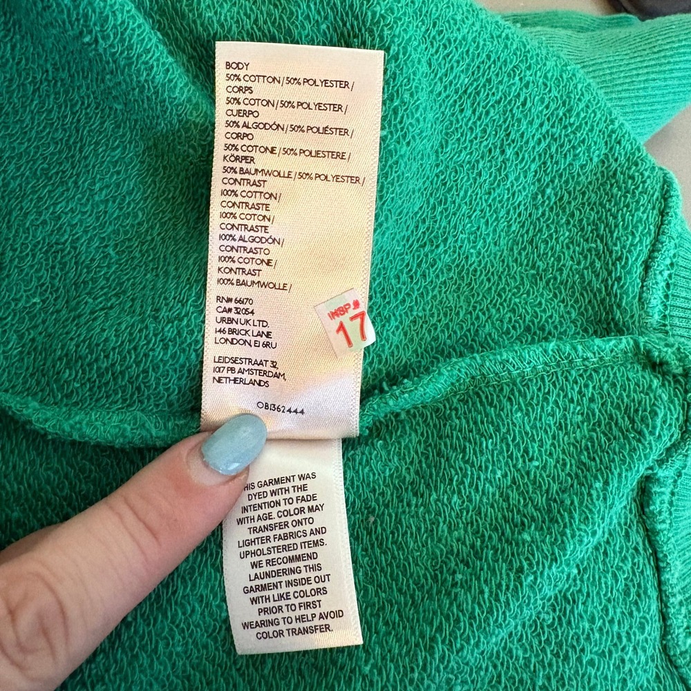 NWT We The Free Free People Camden Jolly Rancher Green Oversized Sweatshirt L - Picture 9 of 9